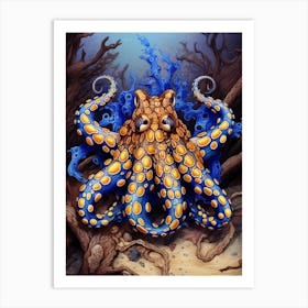 Blue Ringed Octopus Illustration 13 Art Print