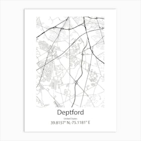 Deptford,United States Minimalist Map Art Print