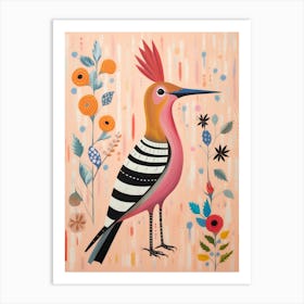 Pink Scandi Hoopoe 2 Art Print