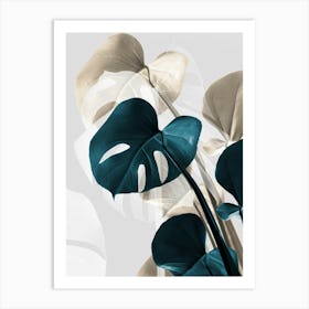 Monstera Leaves Green Gold Metallic_2058434 Art Print