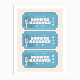 Shower Karaoke - Blue Bathroom Art Print