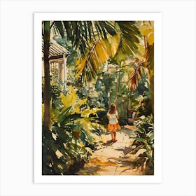 Little Girl In The Tropical Garden - expressionism Art Print