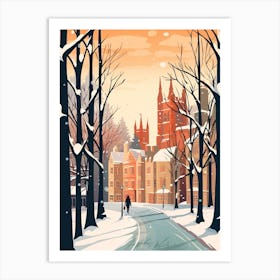 Vintage Winter Travel Illustration Cambridge United Kingdom 1 Art Print