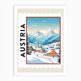 Retro Winter Stamp Poster Lech Austria Art Print