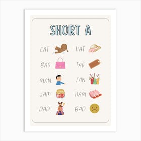 Short A Kids and Nursery Art Print