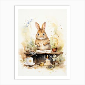 Bunny Writing Letters Rabbit Prints Watercolour 3 Art Print
