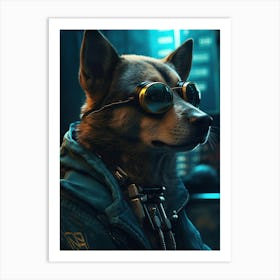 Cyber Dog With Goggles 1 Art Print