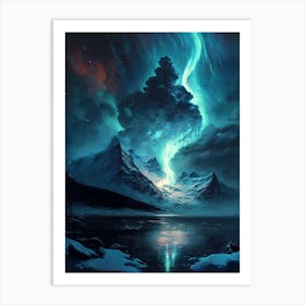 Blue Aurora Borealis Art Print