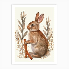 Cinnamon Blockprint Rabbit Illustration 8 Art Print