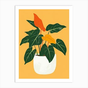 Philodendron Plant Minimalist Illustration 1 Art Print