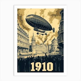 Aihrgdesign A Vintage Poster Of An Early Airship Soaring Abov 5d725f88 91ac 470d 820c 62a2648af3f8 2 Art Print