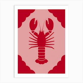 Lobster On A Red Background Art Print