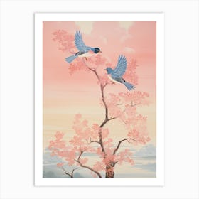 Vintage Japanese Inspired Bird Print Eastern Bluebird 5 Art Print