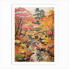 Autumn City Park Painting Kenrokuen Garden Kanazawa Japan 1 Art Print