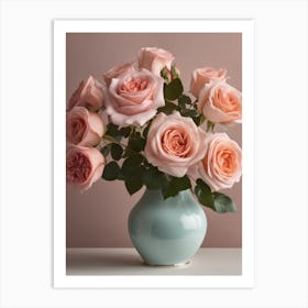 A Vase Of Pink Roses 1 Art Print