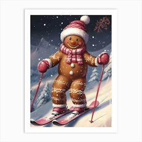 Gingerbread Skier 4 Art Print