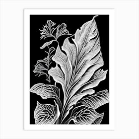 Mullein Leaf Linocut 3 Art Print