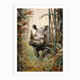 Rhino Exploring The Forest 6 Art Print