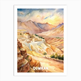 Qumran National Park Watercolor Painting Art Print