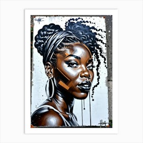 Graffiti Mural Of Beautiful Black Woman 353 Art Print