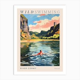 Wild Swimming At River Conwy Wales 1 Poster Art Print