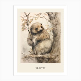 Beatrix Potter Inspired  Animal Watercolour Sloth 2 Art Print