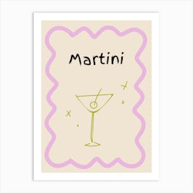 Martini Doodle Poster Lilac & Green Art Print
