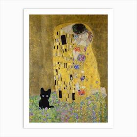 Art The Kiss, Gustav Klimt  Inspired Art Print Cat Art Print