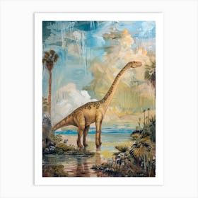 Dinosaur By The Sea Painting 3 Art Print