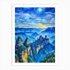 Van Gogh Blue Mountains National Park Australia Art Print