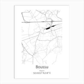 Boussu,Belgium Minimalist Map Art Print