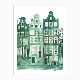 Pixten Amsterdam Houses Green Watercolour Art Print Ar 34 S 3bdc105c 4a5f 44f3 Ae0c 100929ef6a66 Art Print