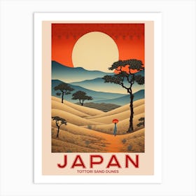 Tottori Sand Dunes, Visit Japan Vintage Travel Art 2 Art Print
