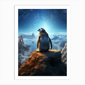 Penguin In The Snow 1 Art Print