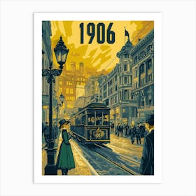 Aihrgdesign A Retro Travel Poster Of A Bustling 1906 City Str 60df6d6c Bfc2 4ba2 81fa 4df0e407d7e1 2 Art Print