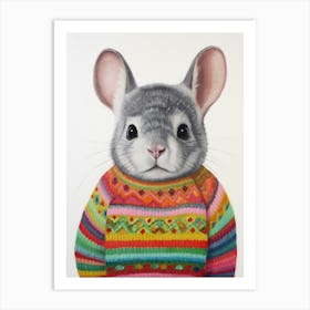 Baby Animal Wearing Sweater Chinchilla 1 Art Print