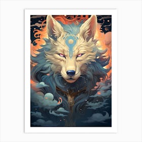 Wolf In The Clouds 7 Art Print