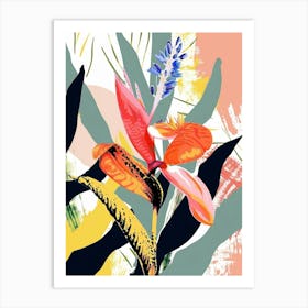 Colourful Flower Illustration Heliconia 4 Art Print