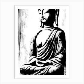 Buddha Symbol Black And White Painting Art Print