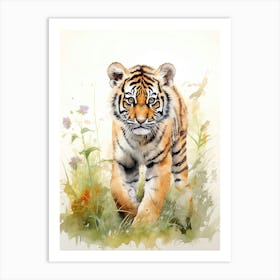 Tiger Illustration Painting Watercolour 1 Art Print