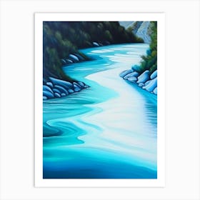 River Current Landscapes Waterscape Marble Acrylic Painting 1 Art Print