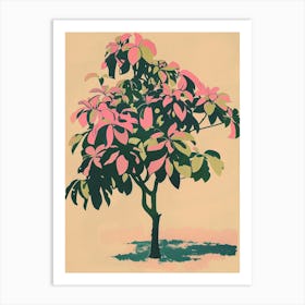 Pecan Tree Colourful Illustration 4 Art Print