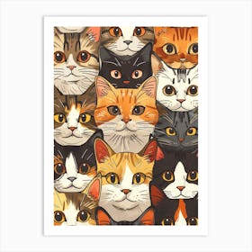 Perfectly Repeatable Artwork With Cute Cat Faces 25 Art Print