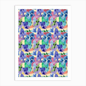 Blue Pansies - Veronica blue flower Art Print