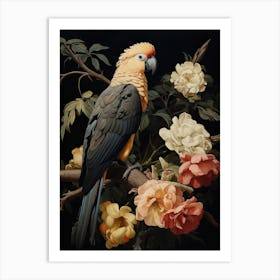 Dark And Moody Botanical Parrot 4 Art Print