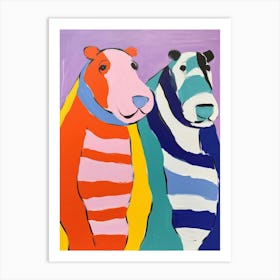 Colourful Kids Animal Art Hippopotamus 6 Art Print
