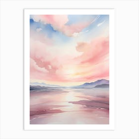 Watercolor Sunset Background Art Print