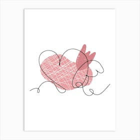 Line art heart with colorful abstract spot 1 Art Print