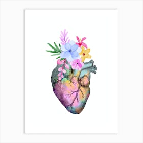 Heart Anatomy 2 Black And White Art Print