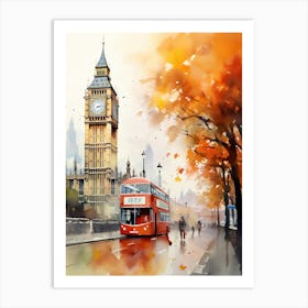 London United Kingdom In Autumn Fall, Watercolour 3 Art Print